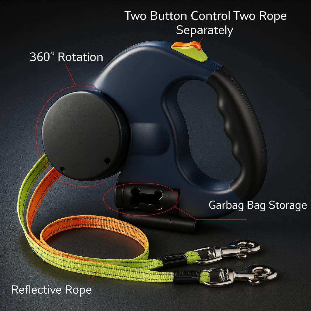 Dual Pet Leash with LED Light