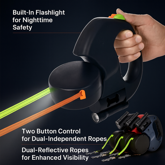 Dual Pet Leash with LED Light